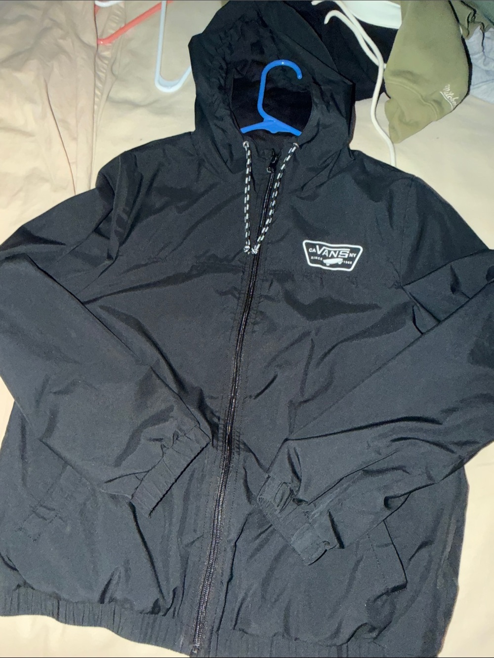 Vans Black Hooded Zip Windbreaker Jacket